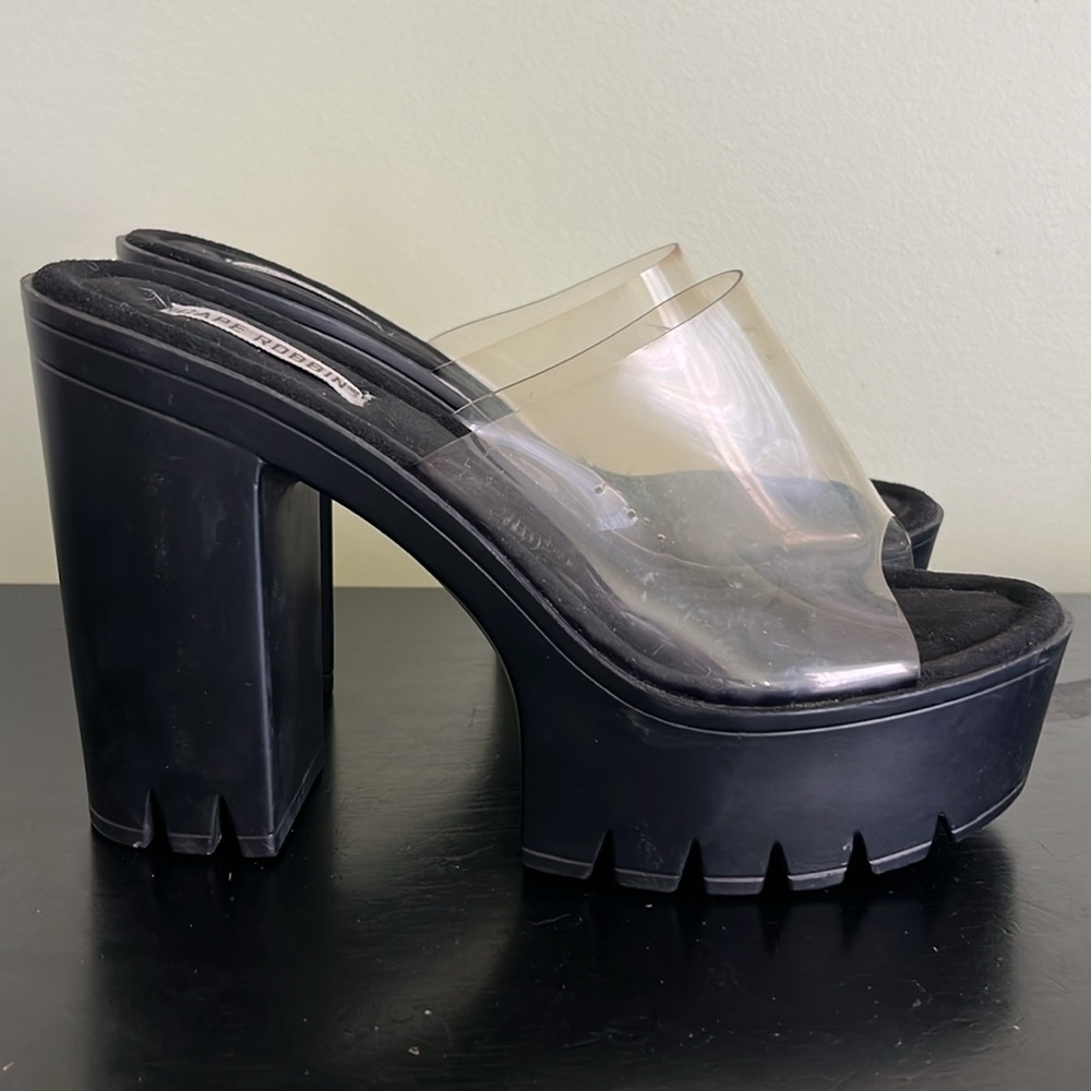 Cape Robbin Platform Chunky Heel Fashion Transparent Slip On High Heel Open Toe - Picture 12 of 14